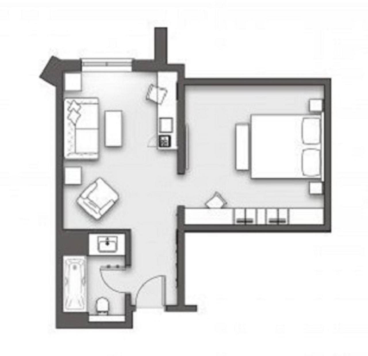 Boulevard Hotel Blackpool Camera foto A studio apartment layout